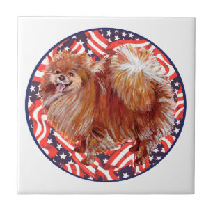 Pomeranian Red White & Blue Ceramic Tile