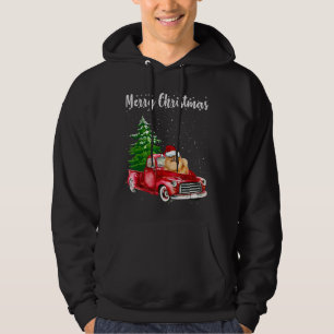 Pomeranian Riding Red Truck Merry Christmas Dog Lo Hoodie