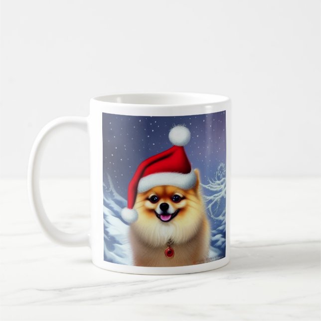 Pomeranian, Santa, Christmas  Coffee Mug (Left)