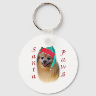 Pomeranian Santa Paws Key Ring