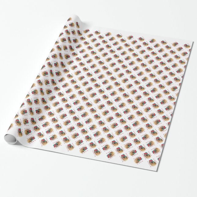 Pomeranian Santa Paws Wrapping Paper (Unrolled)