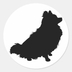 Pomeranian Silhouette Classic Round Sticker