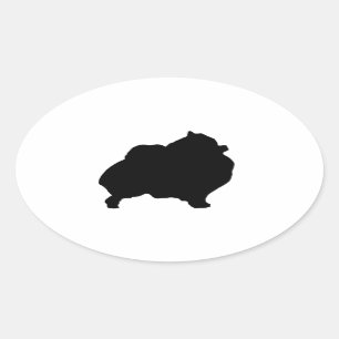 pomeranian silhouette oval sticker