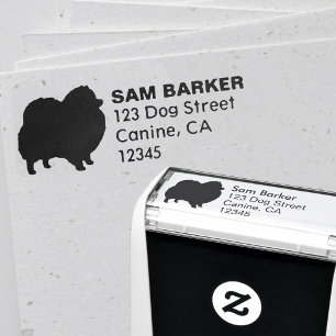 Pomeranian Silhouette Return Address Self-inking Stamp