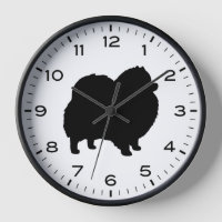 Pomeranian Silhouette with Numbers and Minutes