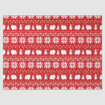 Pomeranian Silhouettes Christmas Pattern Tissue Paper<br><div class="desc">Fun Red and White Christmas Sweater Style Pattern with Pomeranian Silhouettes</div>