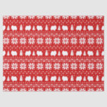 Pomeranian Silhouettes Christmas Pattern Tissue Paper<br><div class="desc">Fun Red and White Christmas Sweater Style Pattern with Pomeranian Silhouettes</div>