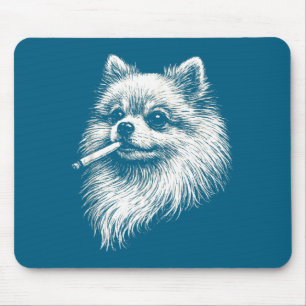 Pomeranian Smoking Meme Dog Illustration Mouse Pad