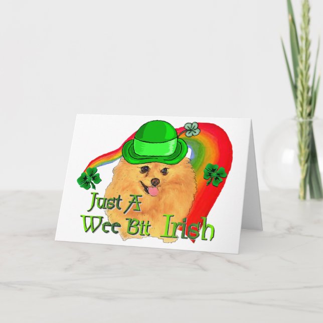 Pomeranian St Patricks Day Card (Front)