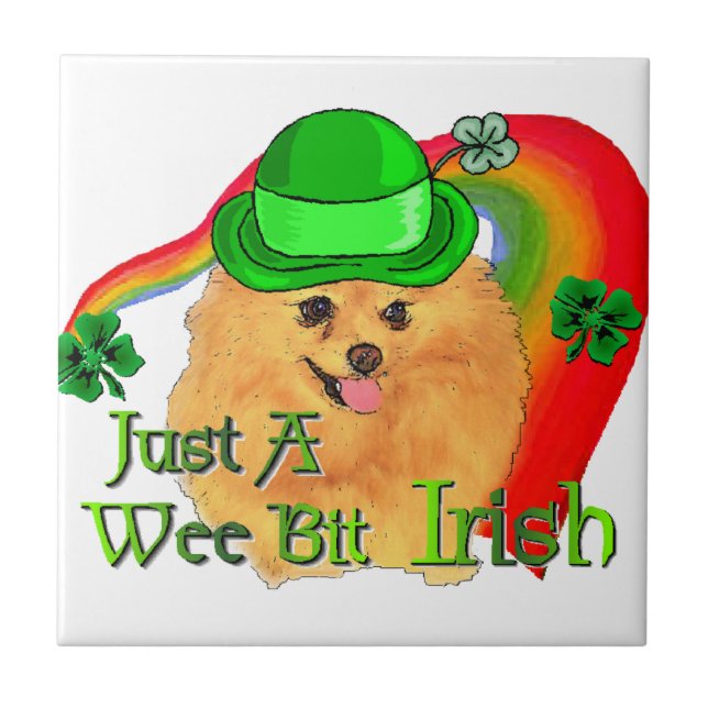Pomeranian St Patricks Day Ceramic Tile (Front)