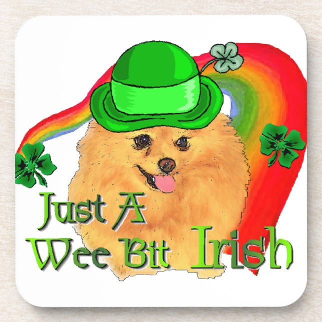 Pomeranian St Patricks Day Coaster (Front)