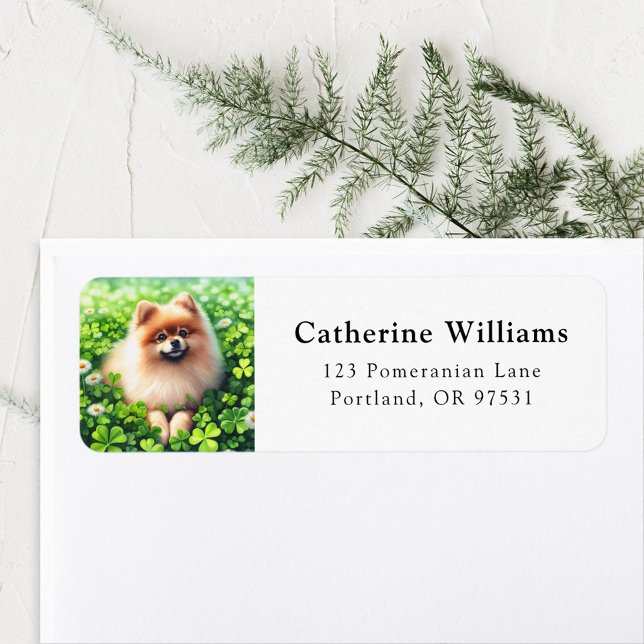 Pomeranian St. Patrick's Day Return Address Label (Creator Uploaded)