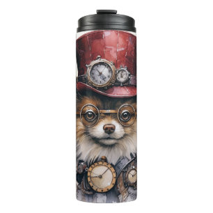 Pomeranian Steampunk Dog Thermal Tumbler