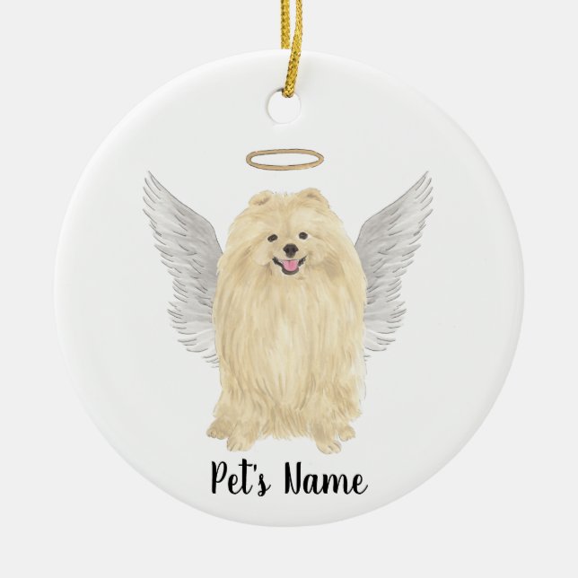 Pomeranian Sympathy Memorial Pillar Candle Ceramic Ornament (Front)