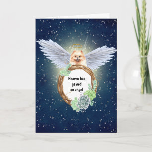 Pomeranian toy pom angel succulents wreath night card