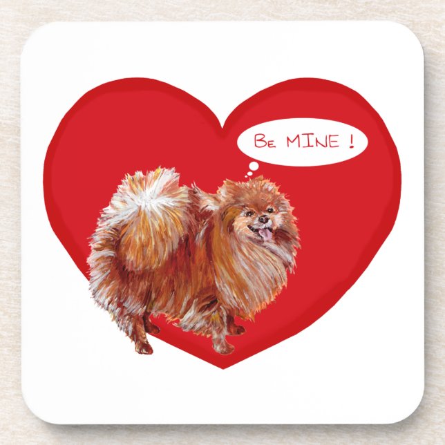 Pomeranian Valentine Coaster (Front)