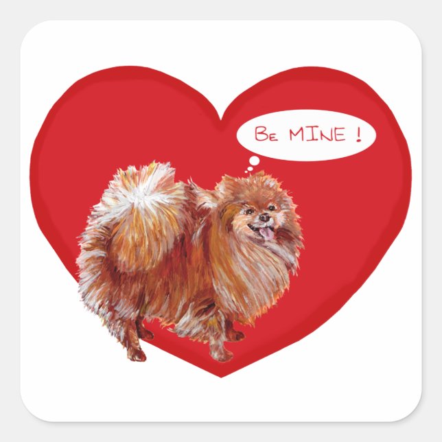 Pomeranian Valentine Square Sticker (Front)