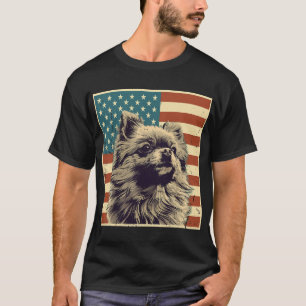 Pomeranian Vintage American Flag Pom Dog Lover T-Shirt