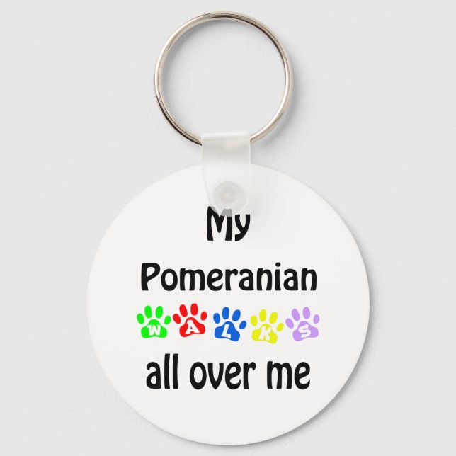 Pomeranian Walks Design Key Ring (Front)