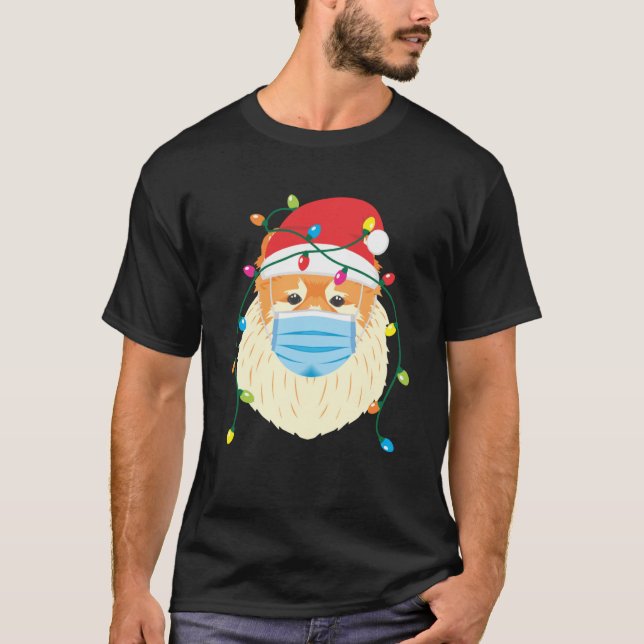 Pomeranian Wear Christmas Mask Holiday T-Shirt (Front)