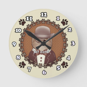 Pomeranian wearing glasses  round clock