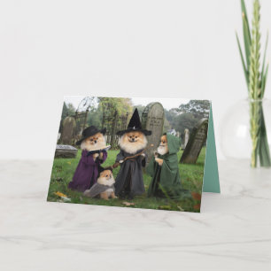Pomeranian Witch Halloween Card