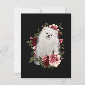 Pomeranian With Flower Card