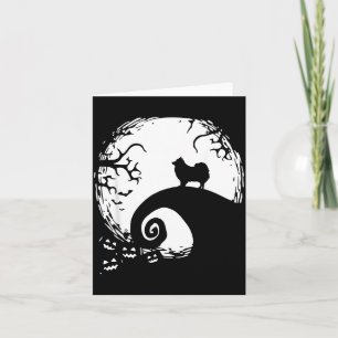 Pomeranian with Moon Halloween Card