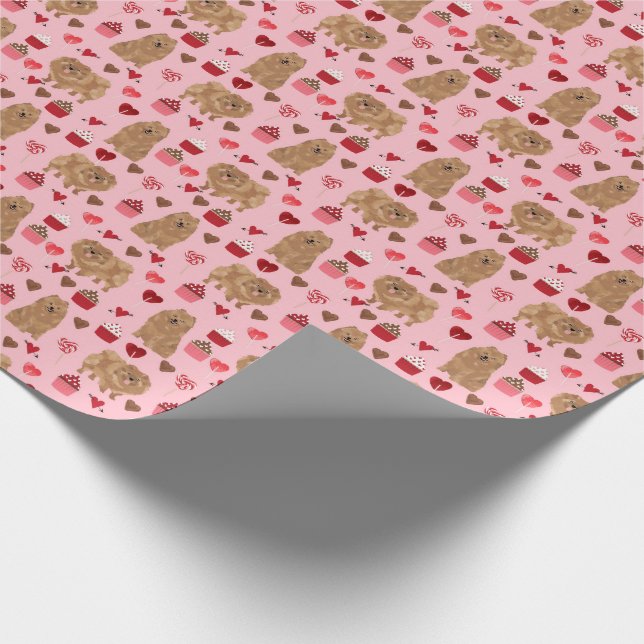 Pomeranian Wrapping paper valentines day (Corner)