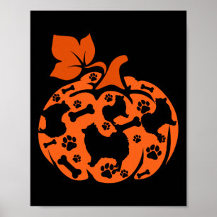 Pomeranians Cute Pumpkin Shape Halloween Thanksgiv Poster