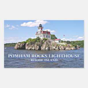 Pomham Rocks Lighthouse, Rhode Island Rectangular Sticker