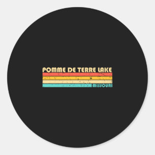 Pomme de terre lake missouri funny fishing camping classic round sticker