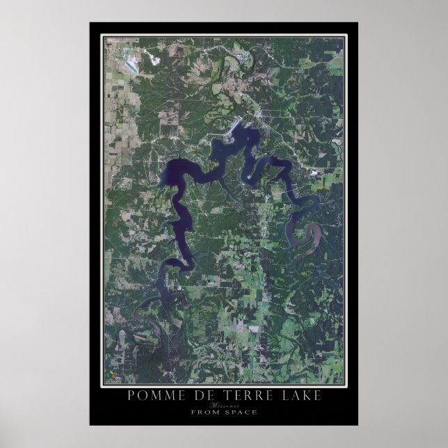 Pomme de Terre Lake Missouri Satellite Poster Map (Front)