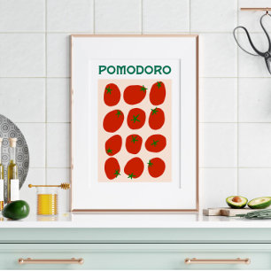 Pomodoro Italian Tomato Retro Modern Vintage Style Poster
