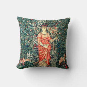 POMONA HOLDING FRUITS IN GREENERY, FOREST ANIMALS  CUSHION