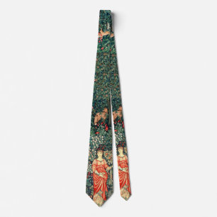 POMONA HOLDING FRUITS IN GREENERY, FOREST ANIMALS TIE