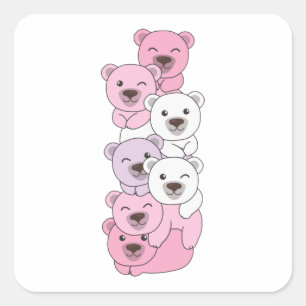 Pomosexual Flag Pride Lgbtq Cute Bear Pile Square  Square Sticker