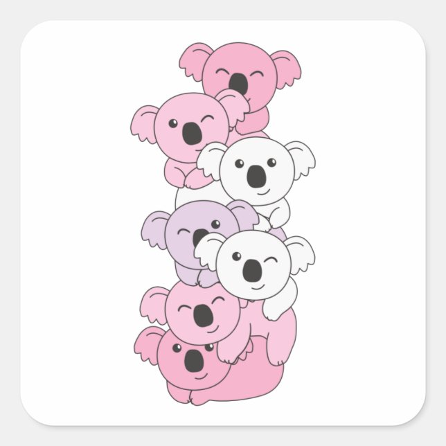 Pomosexual Flag Pride Lgbtq Cute Koala Pile Square Square Sticker (Front)