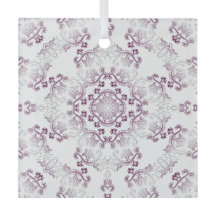 Pompadour Purple Flourish Glass Ornament