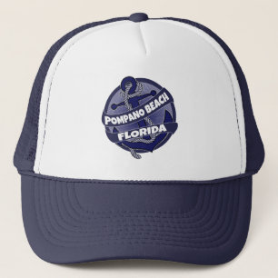 Pompano Beach Florida anchor swirl trucker hat