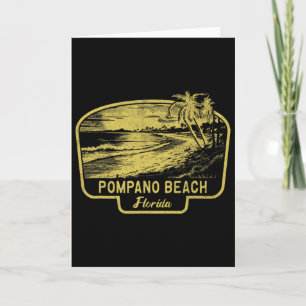 Pompano Beach Florida Beach Surf Vintage Blue Card