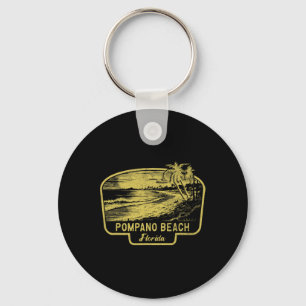 Pompano Beach Florida Beach Surf Vintage Blue Key Ring