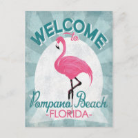 Pompano Beach Florida Pink Flamingo Retro