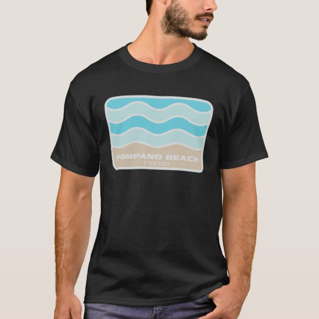 Pompano Beach Florida Retro FL Waves Beach Souveni T-Shirt (Front)