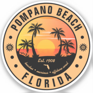 Pompano Beach Florida Retro Sunset Souvenir 80s