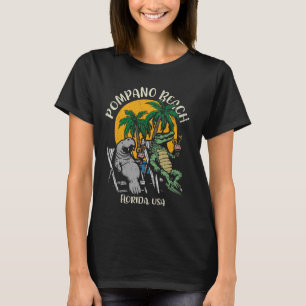 Pompano Beach Florida USA Funny Manatee Alligator T-Shirt