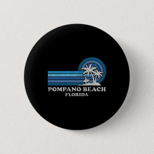 Pompano Beach Florida Vintage Family Summer Vacati 6 Cm Round Badge