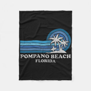 Pompano Beach Florida Vintage Family Summer Vacati Fleece Blanket