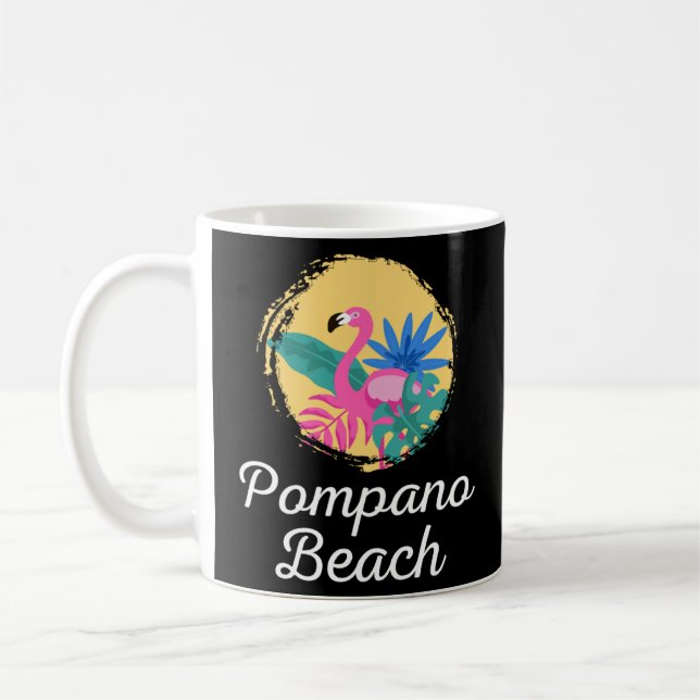 Pompano Florida Beach Tropical  Flamingo  Coffee Mug (Left)