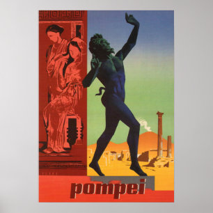 Pompei, Italy Vintage Travel Poster